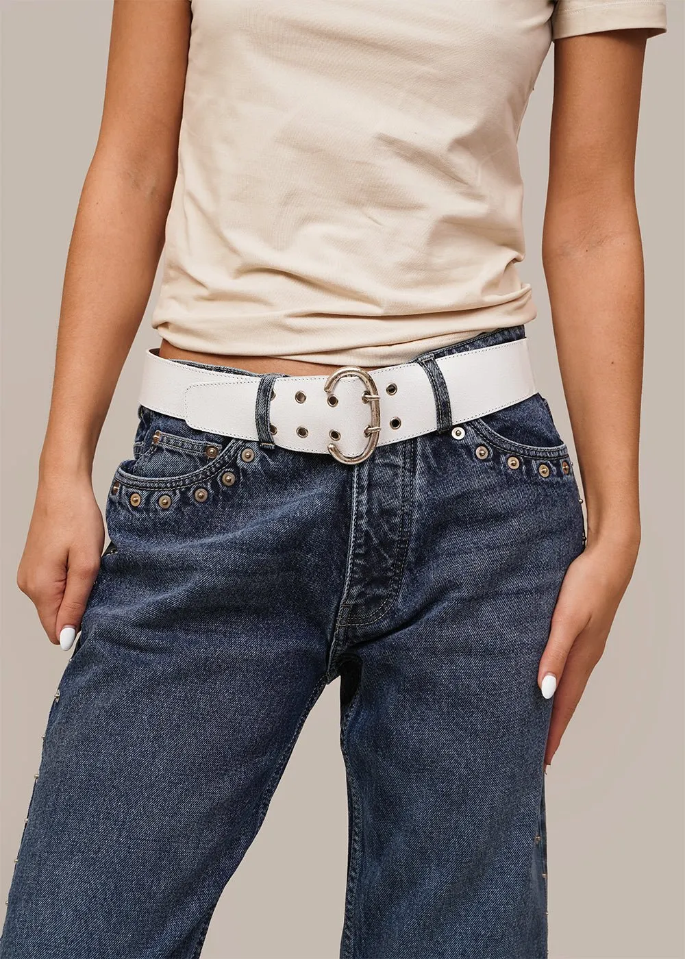 White Carvel Belt