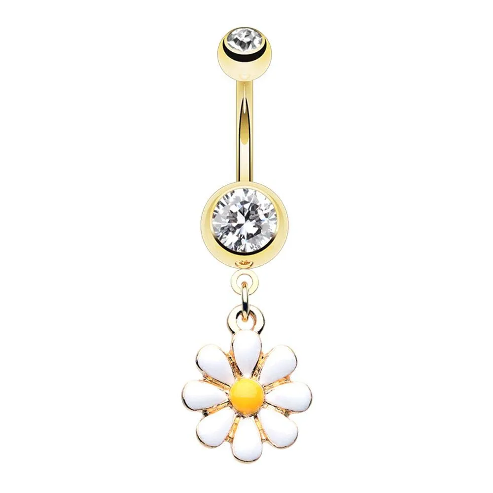 WILDKLASS Golden One Daisy at a Time Dangle Belly Button Ring