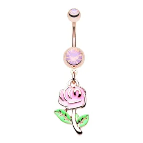 WILDKLASS Rose Gold Pastel Rose Flower Belly Button Ring