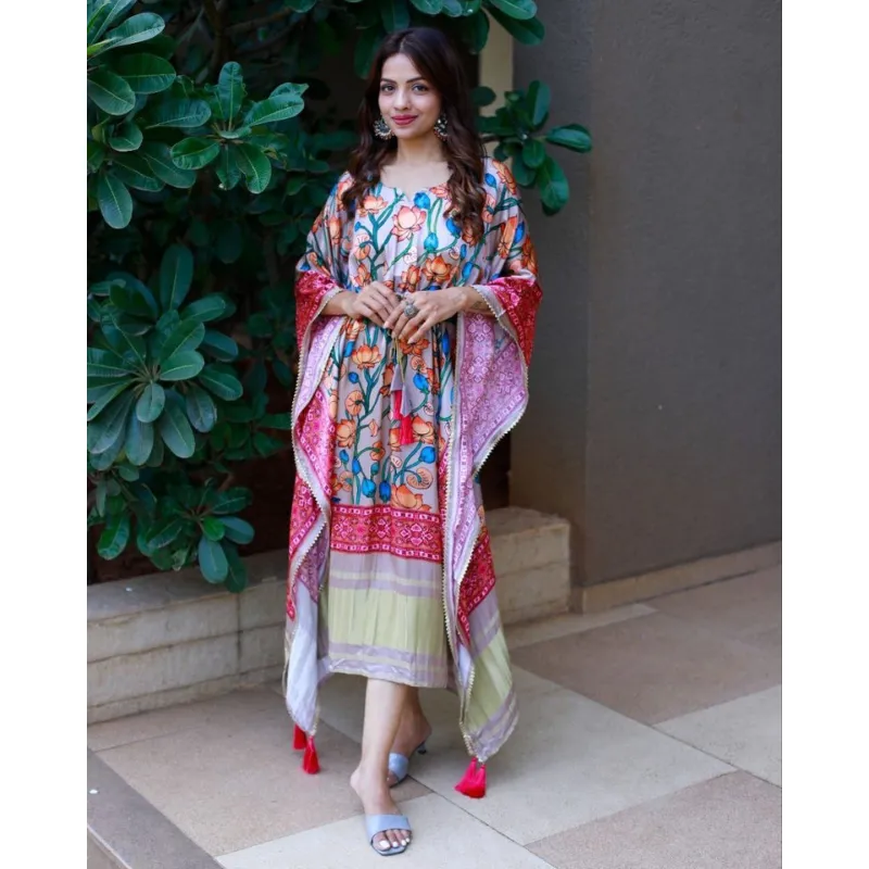 Women Stylish Pure Gaji Silk Kaftan