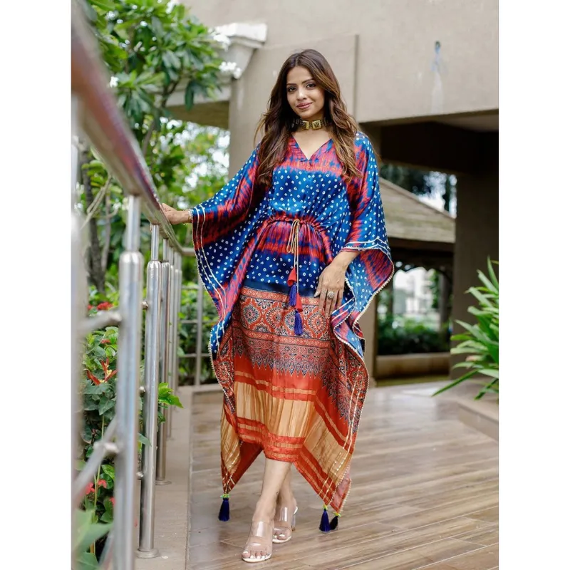 Women Stylish Pure Gaji Silk Kaftan