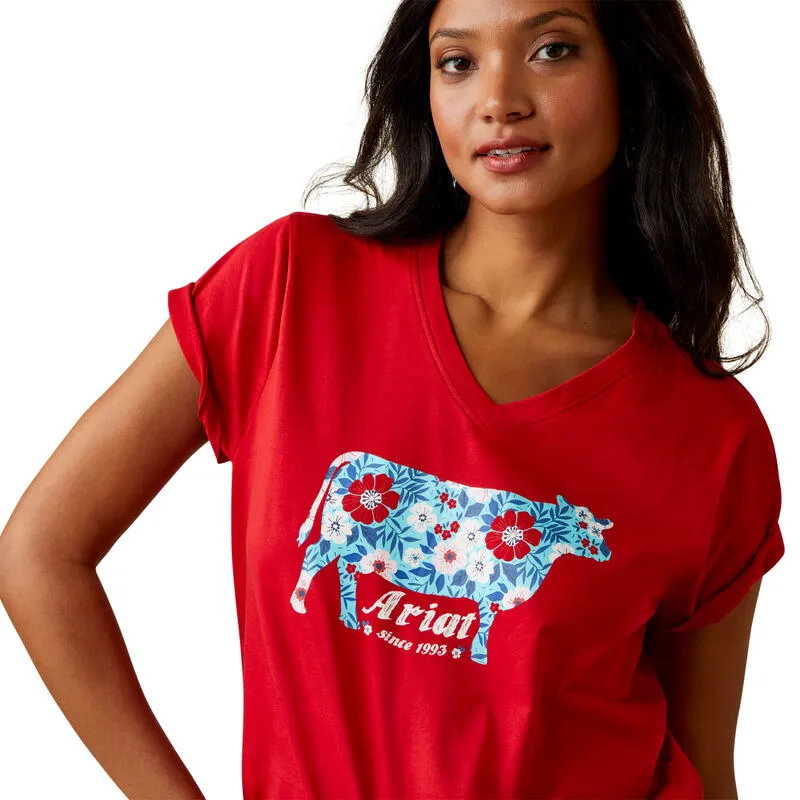 Women's Ariat Flower Cow T-Shirt