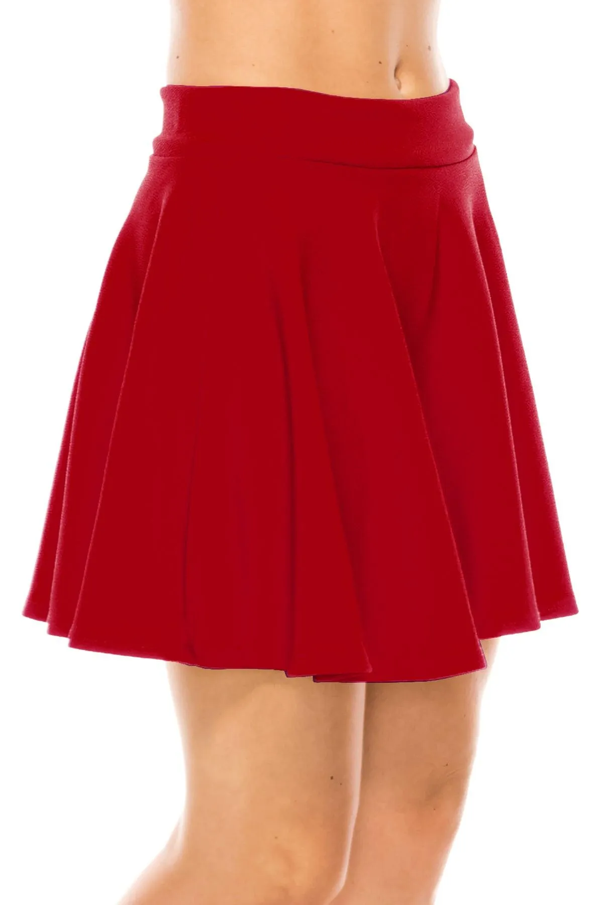 Women's Casual Solid Pull On A-Line  Flared Casual Mini Stretch Skater Skirt. Pack of  2