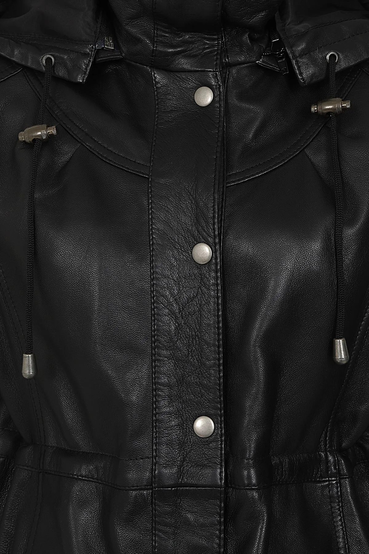 Women's ¾ Length Black Leather Duffle Coat - 'BECKY'