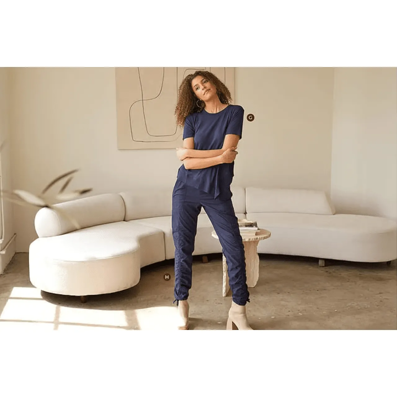 XCVI Wearables Jules Ruching Pants in Navy